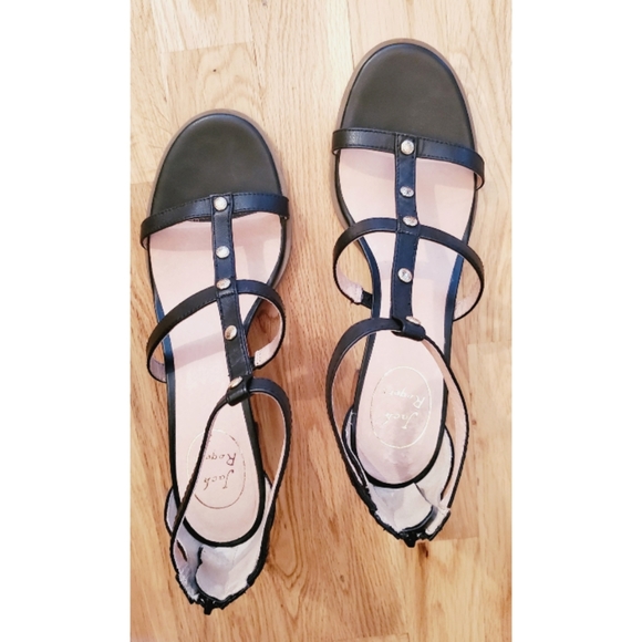 Jack Rogers Black Julie Block Heel Leather Sandals Size 11 - Picture 5 of 10